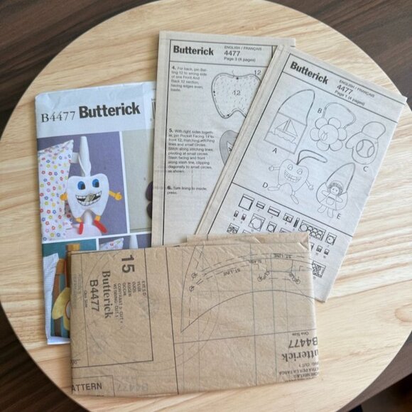 Butterick B4477 Sewing Pattern Tooth Fairy Pillow & Novelty Holders New Uncut - Picture 4 of 4